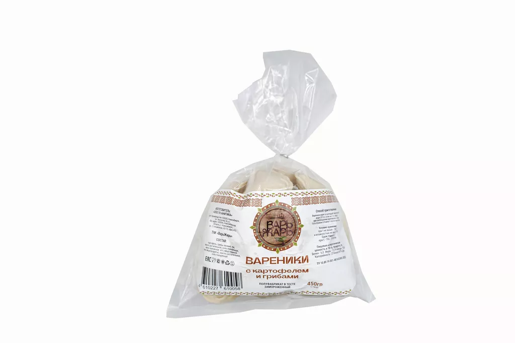 Фотография продукта Вареники с картофелем и грибами 0,45 кг