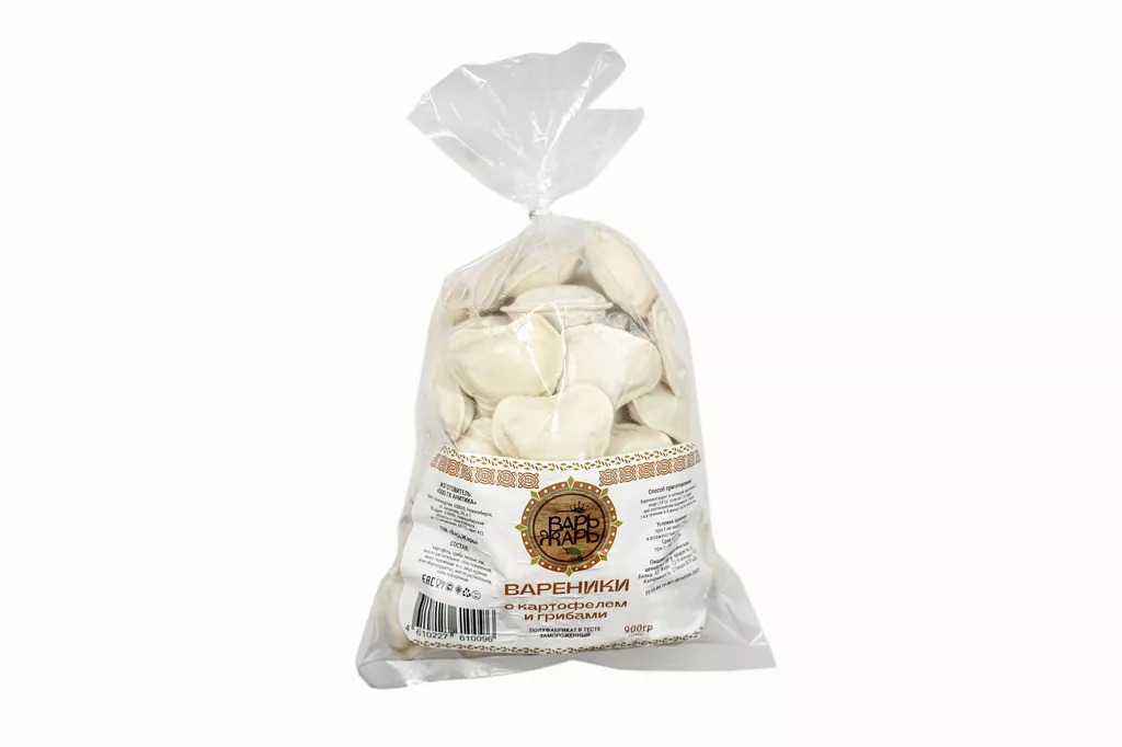 Фотография продукта Вареники с картофелем и грибами 0,9 кг